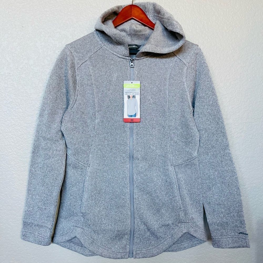 Eddie Bauer Radiator Fleece Gray Hooded Zip Jacket